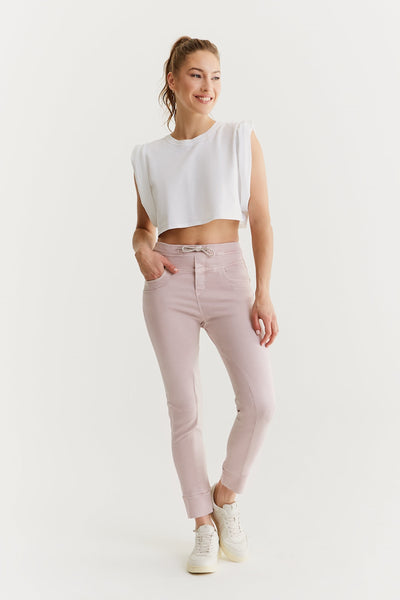 Mila Mid Waist Jogger 5 Pocket Ankle Pants Lilac