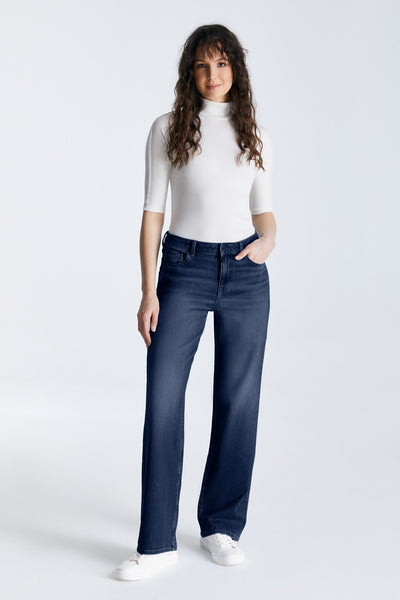 Nova Mid Waist Regular Length 5 Pocket Jeans Blue Black