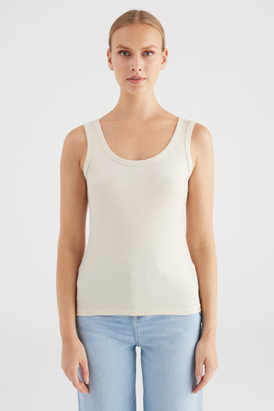 Olivia Scoop Neck Tank Top Gold Pearl