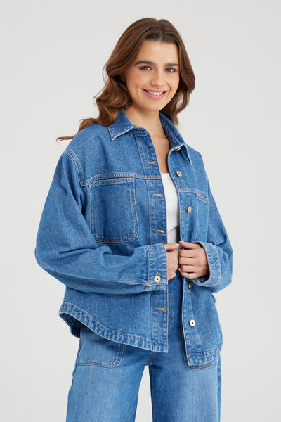 Tamara Long Sleeve Jacket Medium Blue