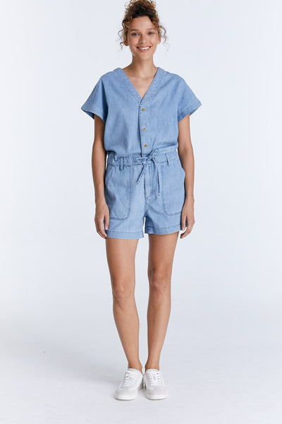 Tina Regular Length Overall Shorts Light Blue
