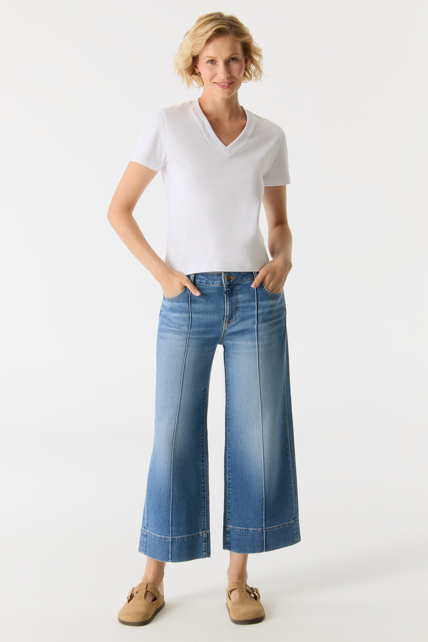 cup of joe denim Vanessa Mid Waist Cropped Length 5 Pocket Jeans