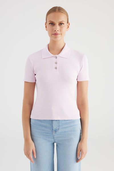 Vera Collared Short Sleeve Tshirt Pink