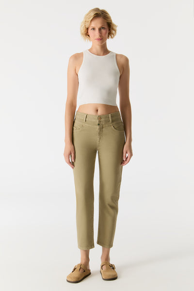 Victoria Mid Waist Regular Length 5 Pocket Pants Khaki