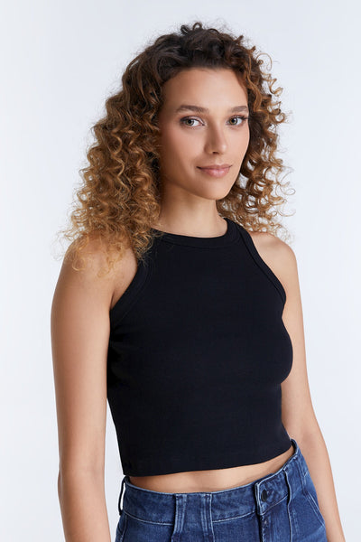 Zoe Crew Neck Cropped Tanktop Black