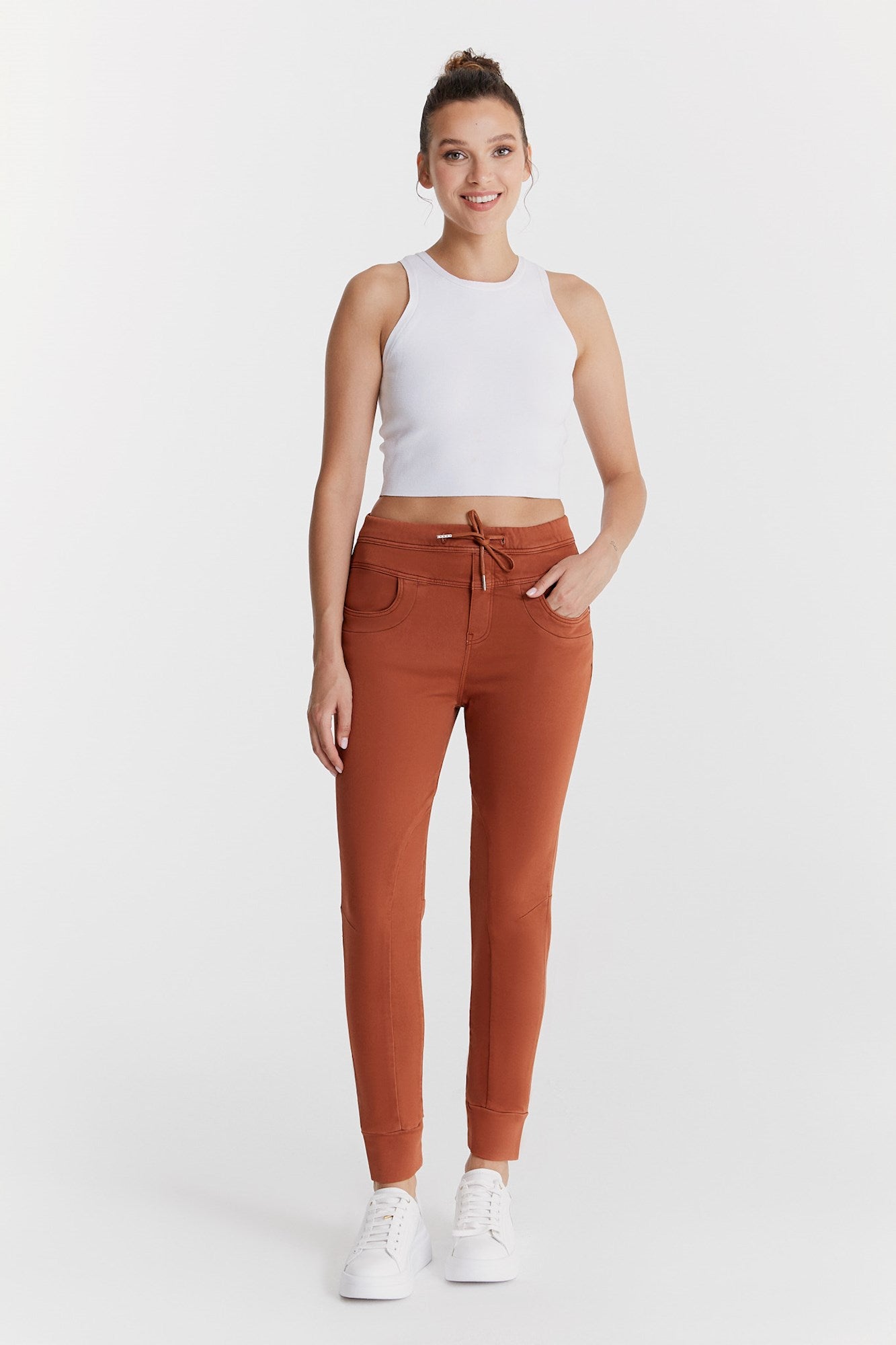cup of joe denim Mila Mid Waist Ankle Length Jogger 5 Pocket Pants